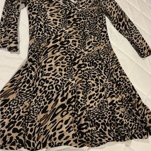 Leopard Print Long Sleeve Dress